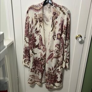 CHICOS Floral Long Cardigan